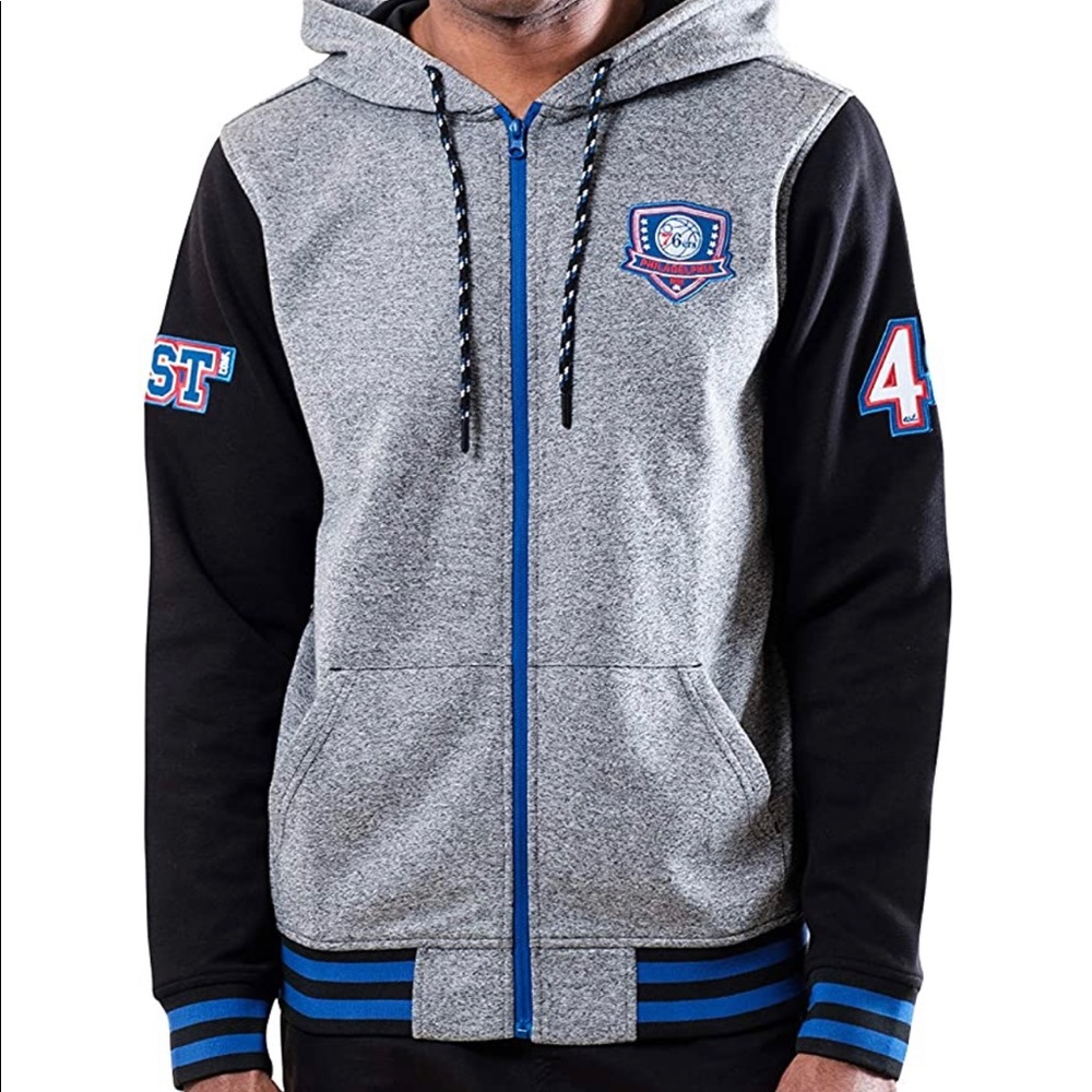New with Tags - Men’s small NBA Philadelphia 76ers zip up hoodie varsity jacket